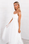 Whimsical Tulle Midi Dress - White - Runway Goddess