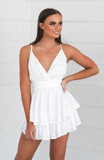 Pixie Playsuit - White - Runway Goddess