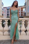 Whitney Sequin Gown - Mint