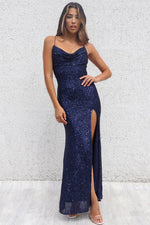 Whitney Sequin Gown - Navy