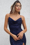 Whitney Sequin Gown - Navy