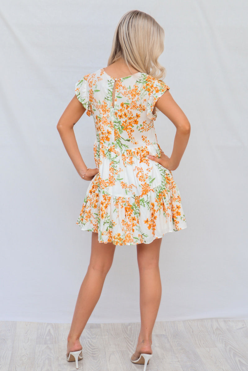 Zola Mini Dress - Orange Floral