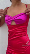 Brianna Midi Dress - Red/Pink