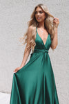 Satin Multiway Dress - Emerald - Runway Goddess